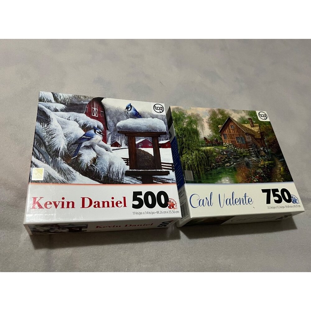 Kevin Daniel 500-Piece Winter Scene Puzzle & Carl Valente 750-Piece Cottage Puzz